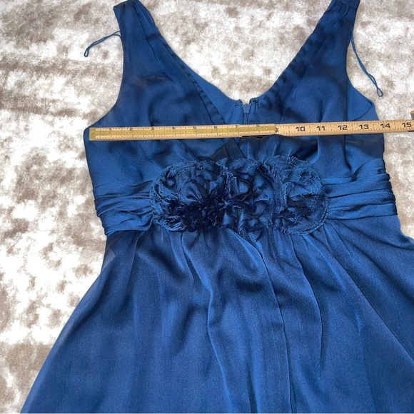 Adrianna Papell dress Navy blue Chiffon Layered Rosette Cocktail Evening SZ 4 - Picture 10 of 11